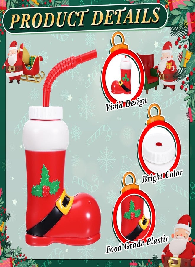 Hoolerry 12 Pack Christmas Santa Boot Cups with Lids and Straws Bulk 10 oz Santa Elf Boot Plastic Cups for Kids Novelty Party Supplies Winter Holiday Xmas Party Favors Birthday Gift - Image 3